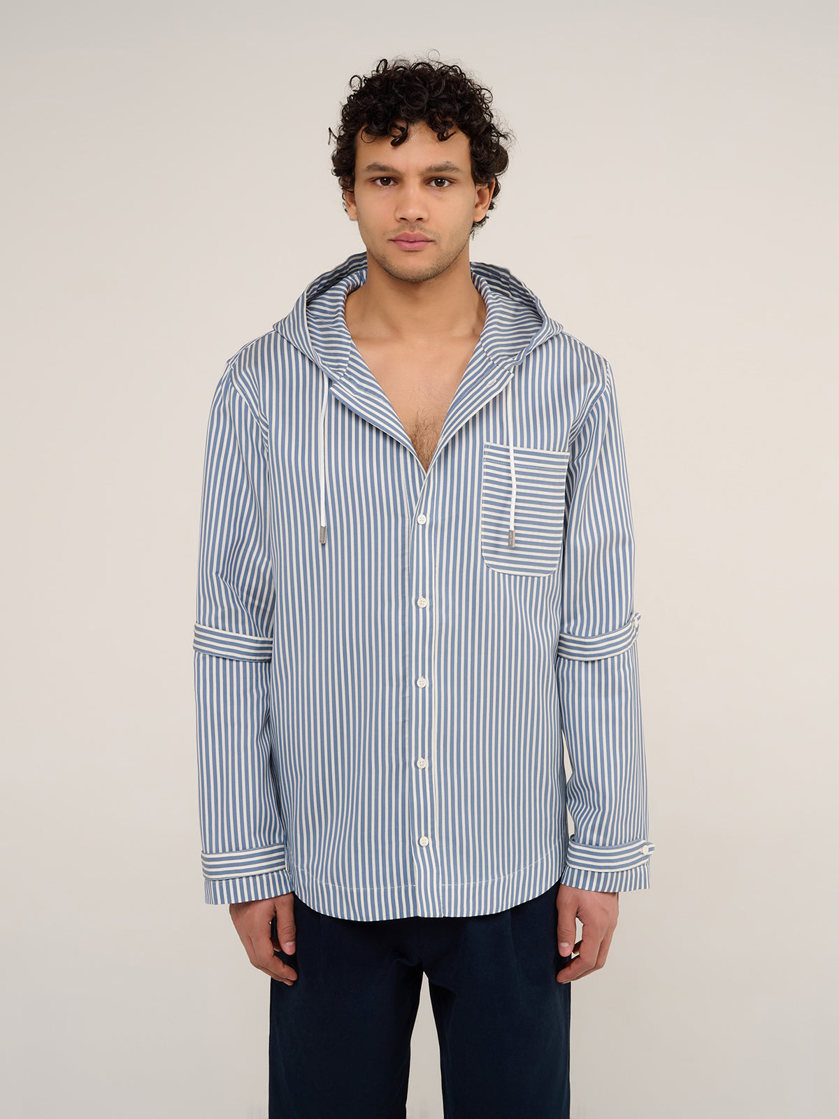 LA TUNIQUE CAPUCHE NIKKI - BLUE AND WHITE